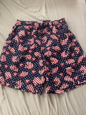 Columbia Navy, Red & White Star-Spangled Swim Shorts
